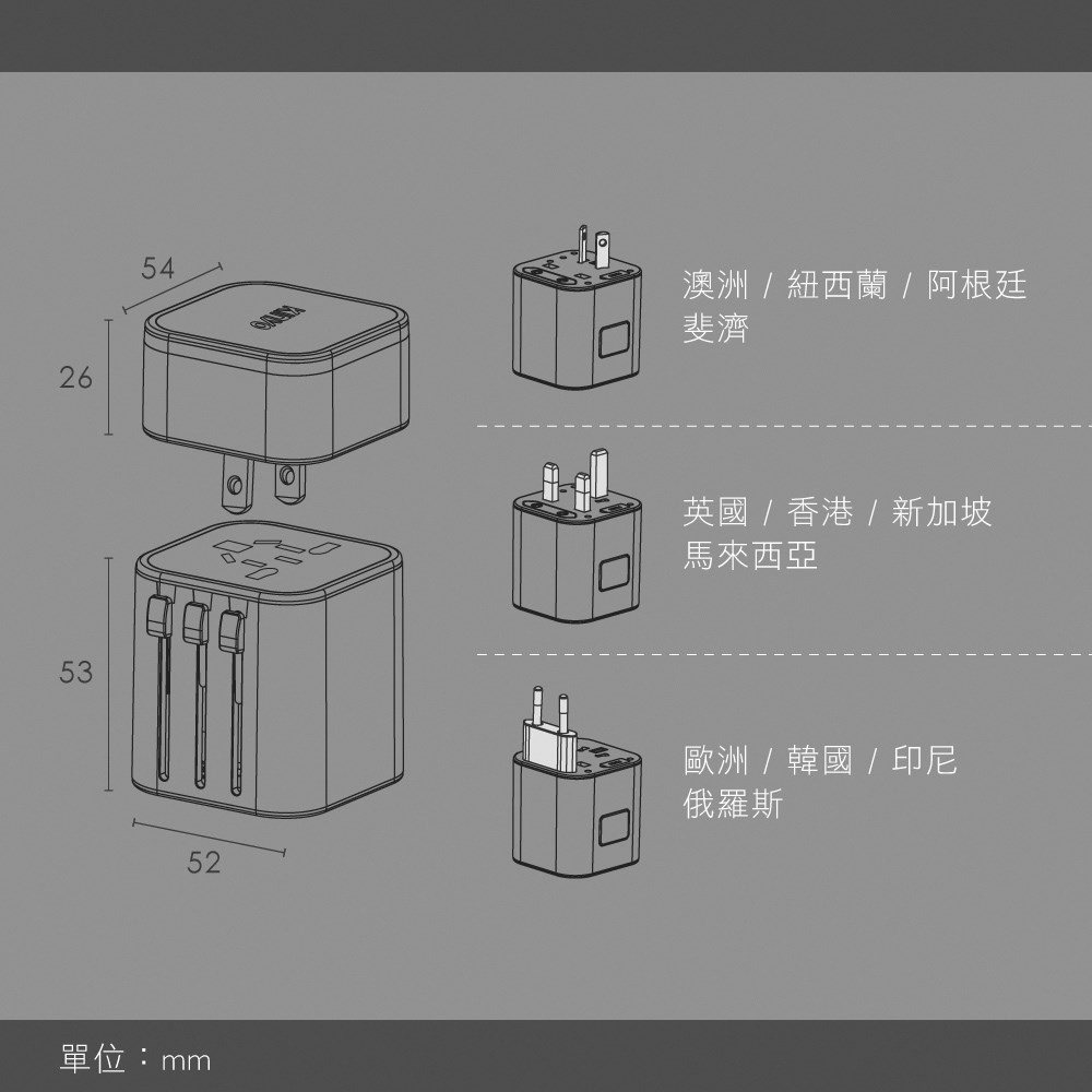 【KINYO】萬國轉接頭 MPP-3456｜出國旅行必備 全球通用轉換插頭 多國插座轉接器 支援多國電壓 安全防爆 出國插座轉接頭