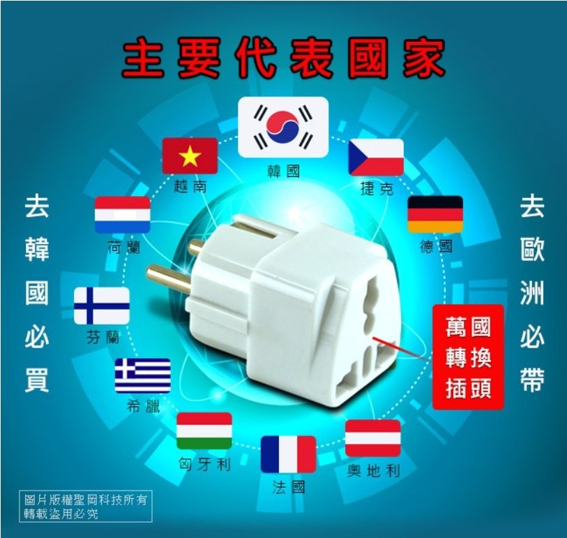 【聖岡科技】UTA-72 歐規大圓萬國轉換插頭 轉換器 轉接頭 越南 韓國 德國 芬蘭 歐規需另外搭配變壓器