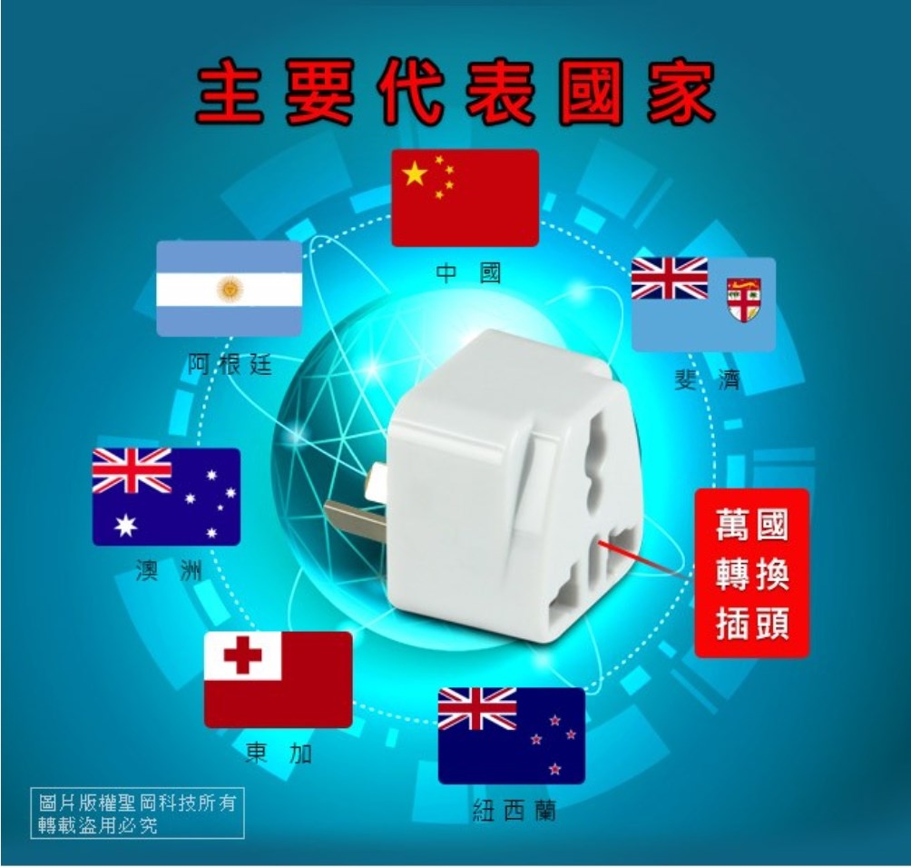 【聖岡】UTA-74 八字型轉換插頭｜中國／紐西蘭／澳洲／阿根廷／斐濟／奧地利適用｜萬國轉接頭｜出國旅行插座轉換器