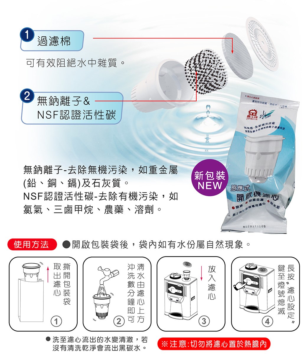 【晶工牌】JD-6206 專用濾心 CF-2524｜開飲機/飲水機專用｜原廠耗材｜高效濾水｜淨水濾芯｜CF2524